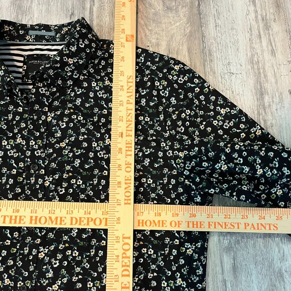 Denim & Flower Ricky Singh M's Button-Down Cotton Shirt, Black Floral, Medium - Picture 7 of 7